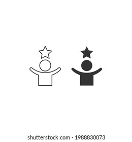 Usuario con estrella, icono de vector de clasificación