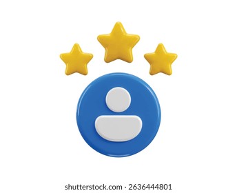 User with stars icon 3d render concept with Expertise icon mastery and knowledge Human icon vector illustration