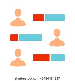 User statistics line icon. People, data, analysis, graph, chart, metrics, evaluation, performance, statistics, comparison, assessment, analytics, measurement, research, productivity, workforce, report