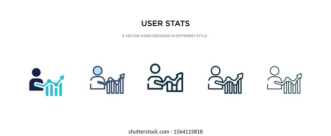 user stats icon in different style vector illustration. two colored and black user stats vector icons designed in filled, outline, line and stroke style can be used for web, mobile, ui
