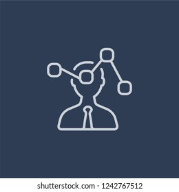 User Stats icon. Trendy flat vector line User Stats icon on dark blue background from Business and analytics collection. 