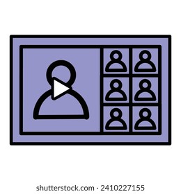 usuario stream watch Laptop Screen. El icono es adecuado para diseño web, aplicaciones móviles, interfaz de usuario, UX y diseño de GUI.