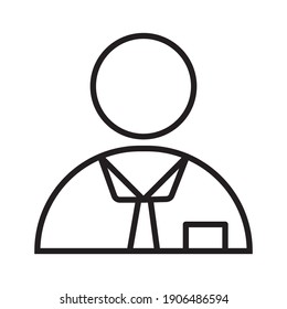 Usuario Con Icono De Contorno De Coste. Avatar, Persona con traje con logotipo de Line Art. Ilustración vectorial. Aislado en fondo blanco. Stroke Editable