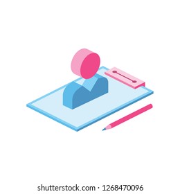 User Summary Price Document 3D Vector Isometric icon