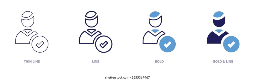 User support icon in 4 different styles. Thin Line, Line, Bold, and Bold Line. Duotone style. Editable stroke.