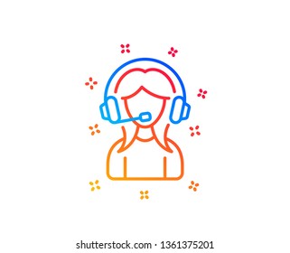 User Support line icon. Female Profile sign. Woman Person silhouette symbol. Gradient design elements. Linear support icon. Random shapes. Vector