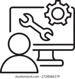 Benutzersupport und Systemwartung: ein Symbol für technische Hilfe und seine Dienste einzeln auf weißem Hintergrund
