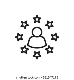 user surrounded by stars icon.