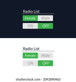 User survey form during registration. Radio sheet is an HTML element of the website template. User interface for the website and application. Vector illustration.