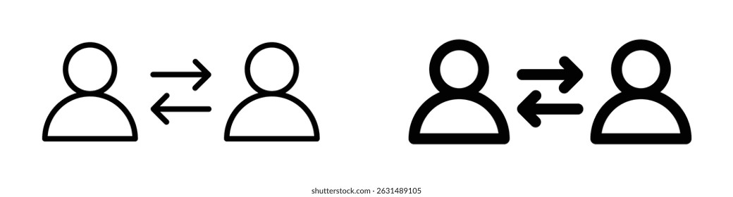 User switch icon with directional arrows, representing position change, account change, user exchange, or profile swap.