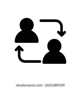 User switch icon with directional arrows, representing position change, account change, user exchange, or profile swap.