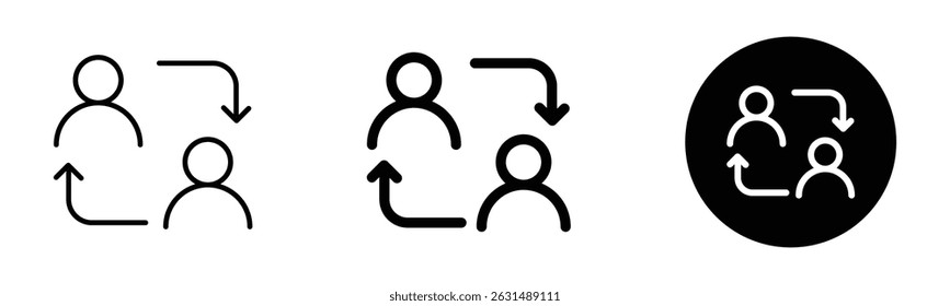 User switch icon with directional arrows, representing position change, account change, user exchange, or profile swap.