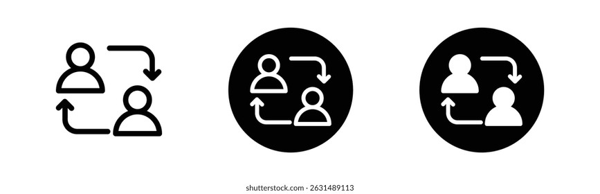 User switch icon with directional arrows, representing position change, account change, user exchange, or profile swap.