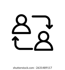 User switch icon with directional arrows, representing position change, account change, user exchange, or profile swap.