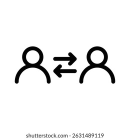 User switch icon with directional arrows, representing position change, account change, user exchange, or profile swap.