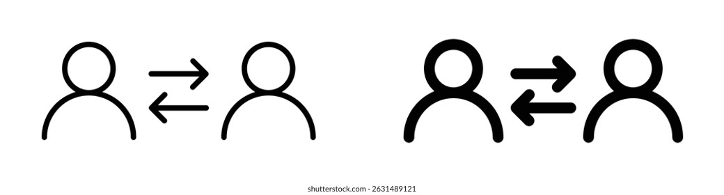 User switch icon with directional arrows, representing position change, account change, user exchange, or profile swap.