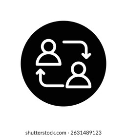 User switch icon with directional arrows, representing position change, account change, user exchange, or profile swap.