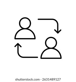 User switch icon with directional arrows, representing position change, account change, user exchange, or profile swap.