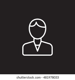 User symbol. Person male line icon, outline vector logo illustration, linear pictogram isolated on black