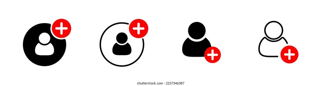 User symbol with plus line icon illustration