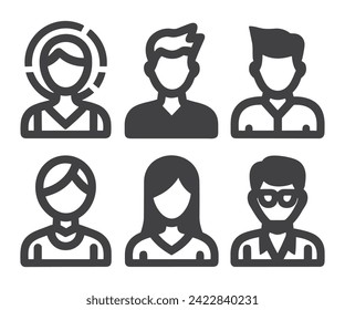 User symbol set line icon illustration