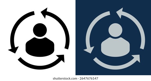 User Sync Arrows Icon Set. Profile Rotation Symbol. Refresh and Update Interface Element in Flat Style. Vector UI Design for App, System, Automation, Synchronization and Settings Concepts.