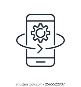 User system update. Vector linear icon isolated on white background.