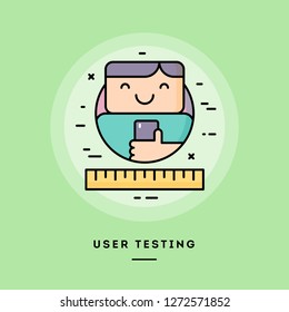 User testing, flat design thin line banner, usage for e-mail newsletters, web banners, headers, blog posts, print and more. Vector illustration.