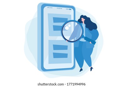 User testing for mobile app. Vector illustration for web banner, infographics, mobile. 