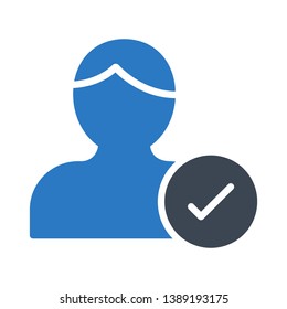 user tick glyph double color icon