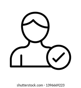 user tick vector line icon