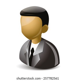 User with tie icon isolated on white background