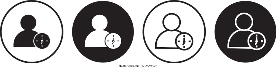Signo de icono de tiempo de usuario, Administración de programación personal, Ilustración vectorial de icono de tiempo de usuario, 
