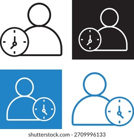 Signo de icono de tiempo de usuario, Administración de programación personal, Ilustración vectorial de icono de tiempo de usuario, 
