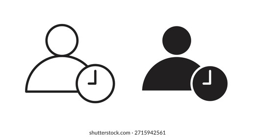 Icono de tiempo de usuario en formato de Vector moderno simple. Paquete de iconos EPS