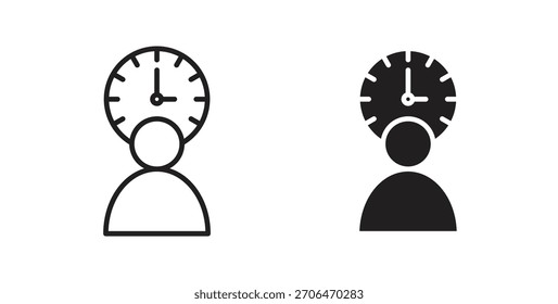 Benutzerzeitsymbol für Websites und mobiles minimalistisches Flachdesign.