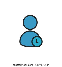 User time lineal color icon. Editable stroke. Simple illustration mobile concept and web design. Design template vector