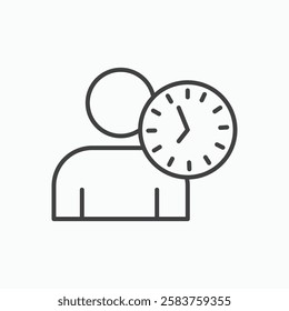 User time vector icon isolated in black line
