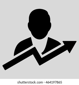 User Trend icon. Vector style is flat iconic symbol with rounded angles, black color, light gray background.