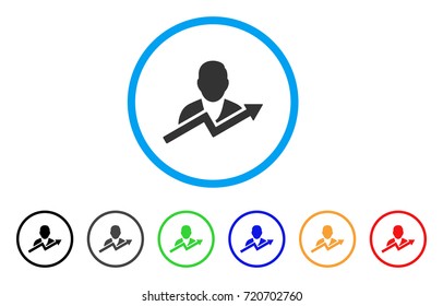 User Trend rounded icon. Style is a flat user trend gray symbol inside light blue circle with black, gray, green, blue, red, orange versions. Vector designed for web and software interfaces.