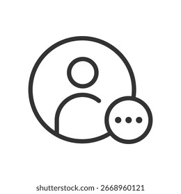 User typing message outline vector icon isolated on white background