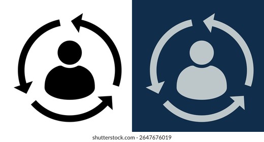 User Update Loop Icon Set. Profile Synchronization Symbol. Refresh User Interface Concept. Vector Flat User Rotation Arrows Design for System, Account, and Settings Interface Graphics.