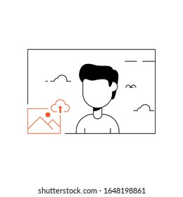 El usuario carga de ilustraciones de imágenes vectorial aislado