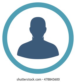 User vector bicolor rounded icon. Image style is a flat icon symbol inside a circle, cyan and blue colors, white background.