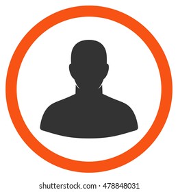 User vector bicolor rounded icon. Image style is a flat icon symbol inside a circle, orange and gray colors, white background.