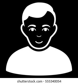 User vector icon. Flat white symbol. Pictogram is isolated on a black background. Designed for web and software interfaces.