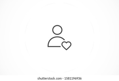 User vector icon heart line information. Profile user icon illustration. heart line Person icon symbol web illustration. heart line People icon on background.