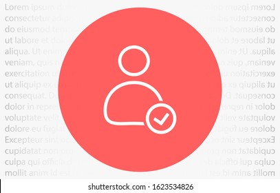 User vector icon heart line check mark. Profile user icon illustration. heart line Person icon symbol web check mark. heart line People icon on background check mark.