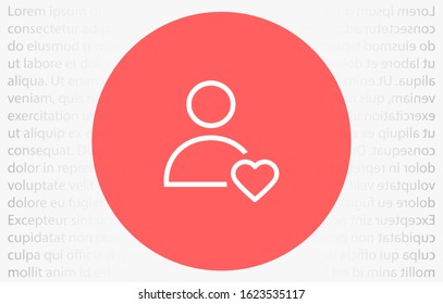 User vector icon heart line information. Profile user icon illustration. heart line Person icon symbol web illustration. heart line People icon on background.