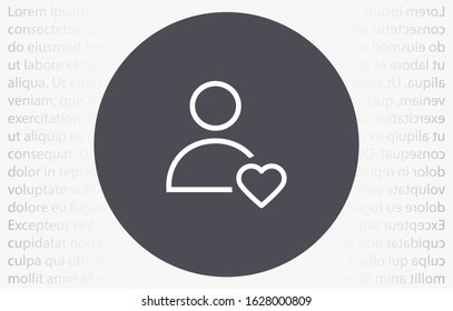 User vector icon heart line information. Profile user icon illustration. heart line Person icon symbol web illustration. heart line People icon on background.